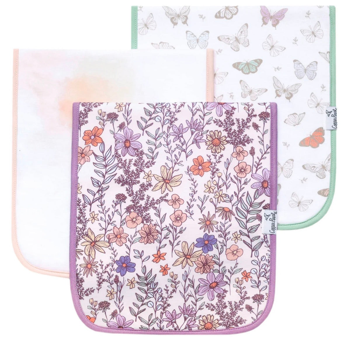 Baby Faulk Registry Copper Pearl "Flora" Burp Cloths