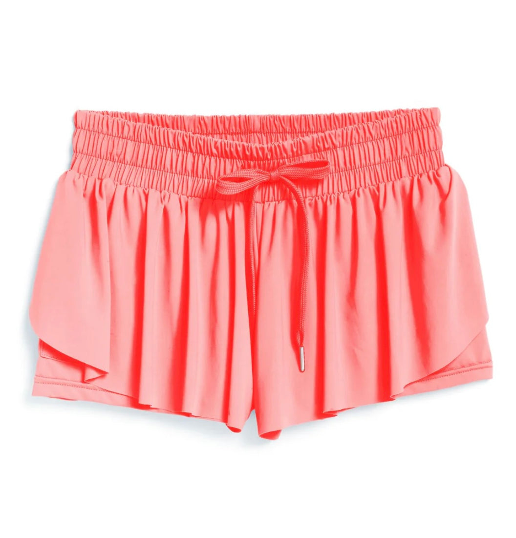 Girls Butterfly Shorts in Coral/Light Pink