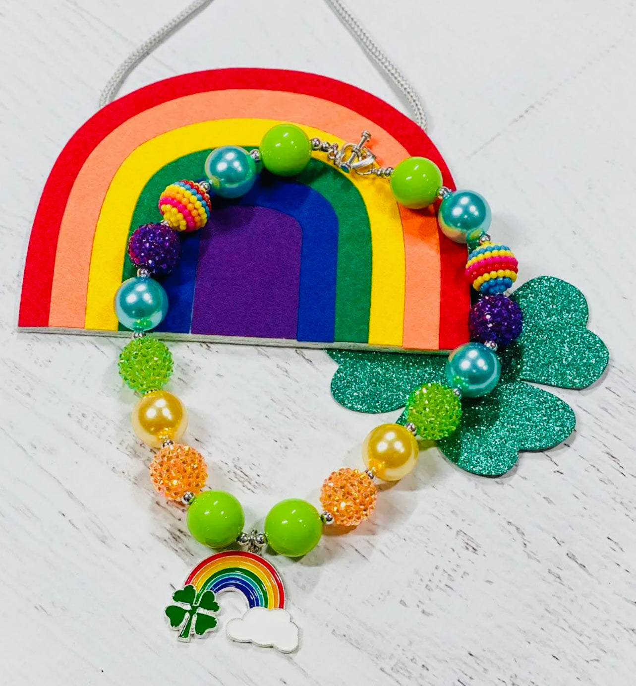 St. Patrick's Day Over the Rainbow Chunky Bead Necklace
