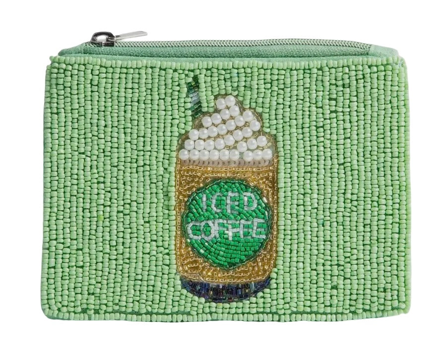 Iced Coffee Beaded Coin Purse