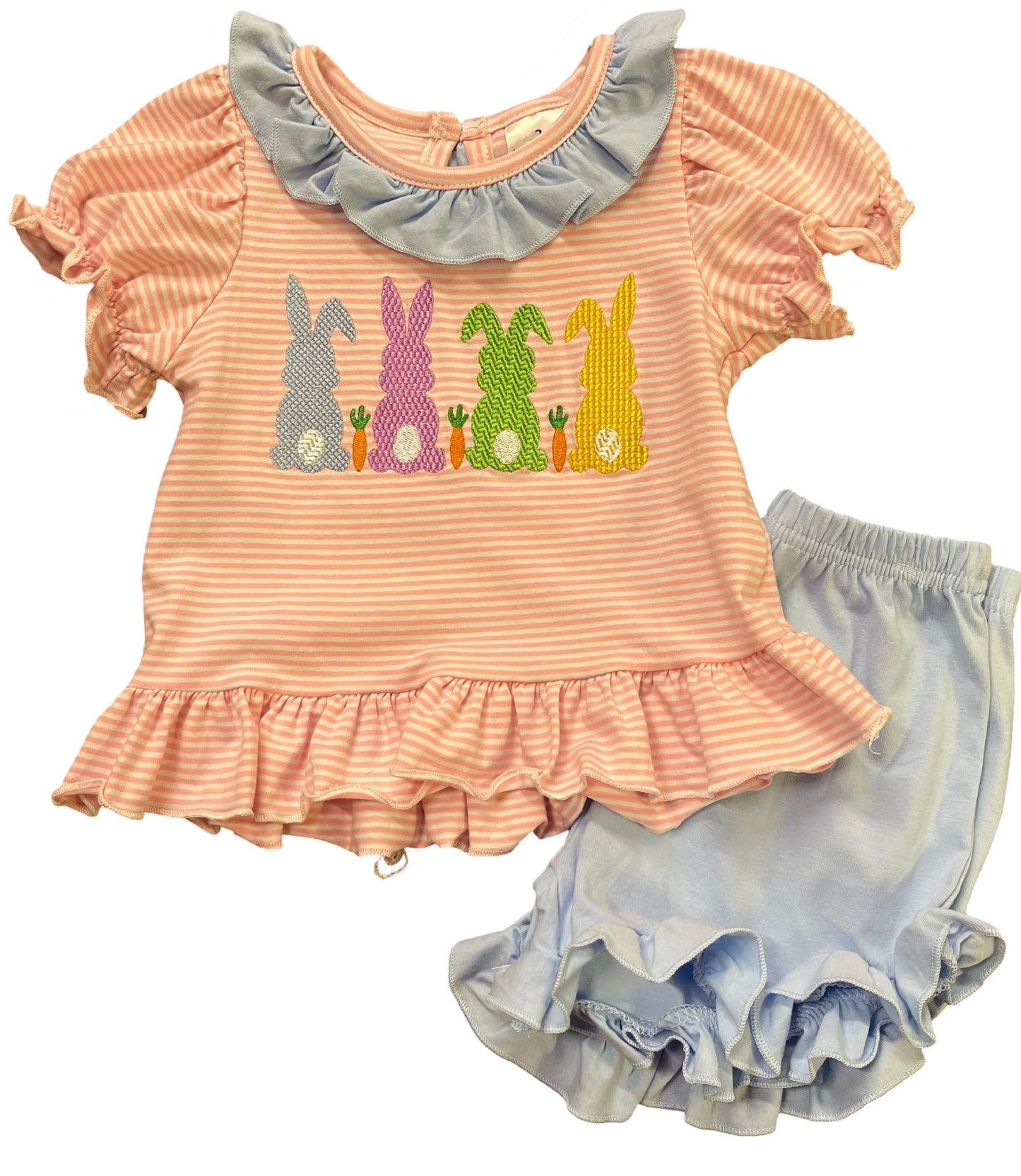 Pink Stripe Easter Bunny Set