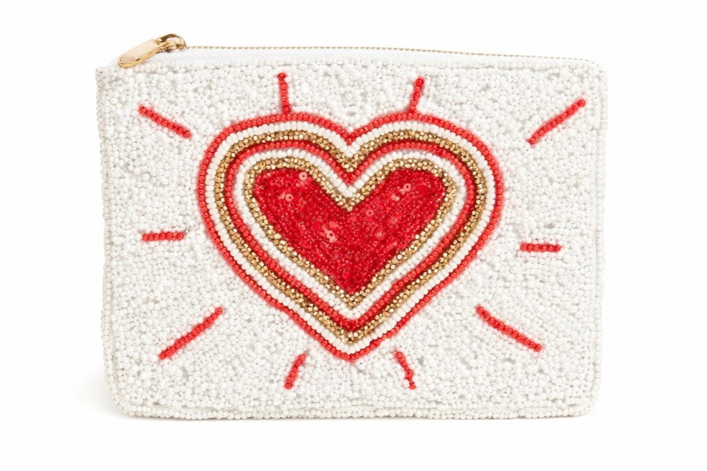 Shining Heart Beaded Coin Purse