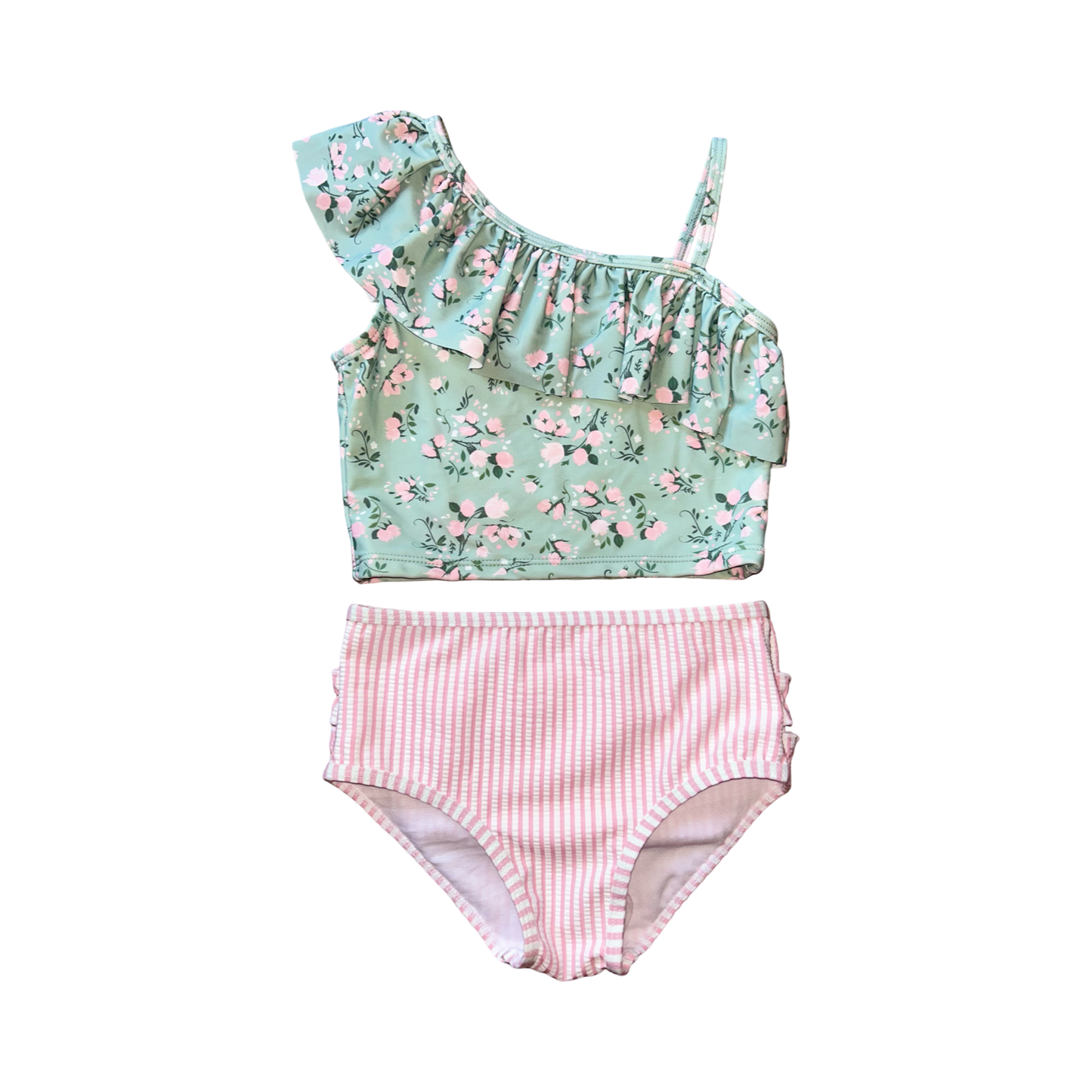 Ruffle Butts Tea Roses One Shoulder Ruffle Tankini