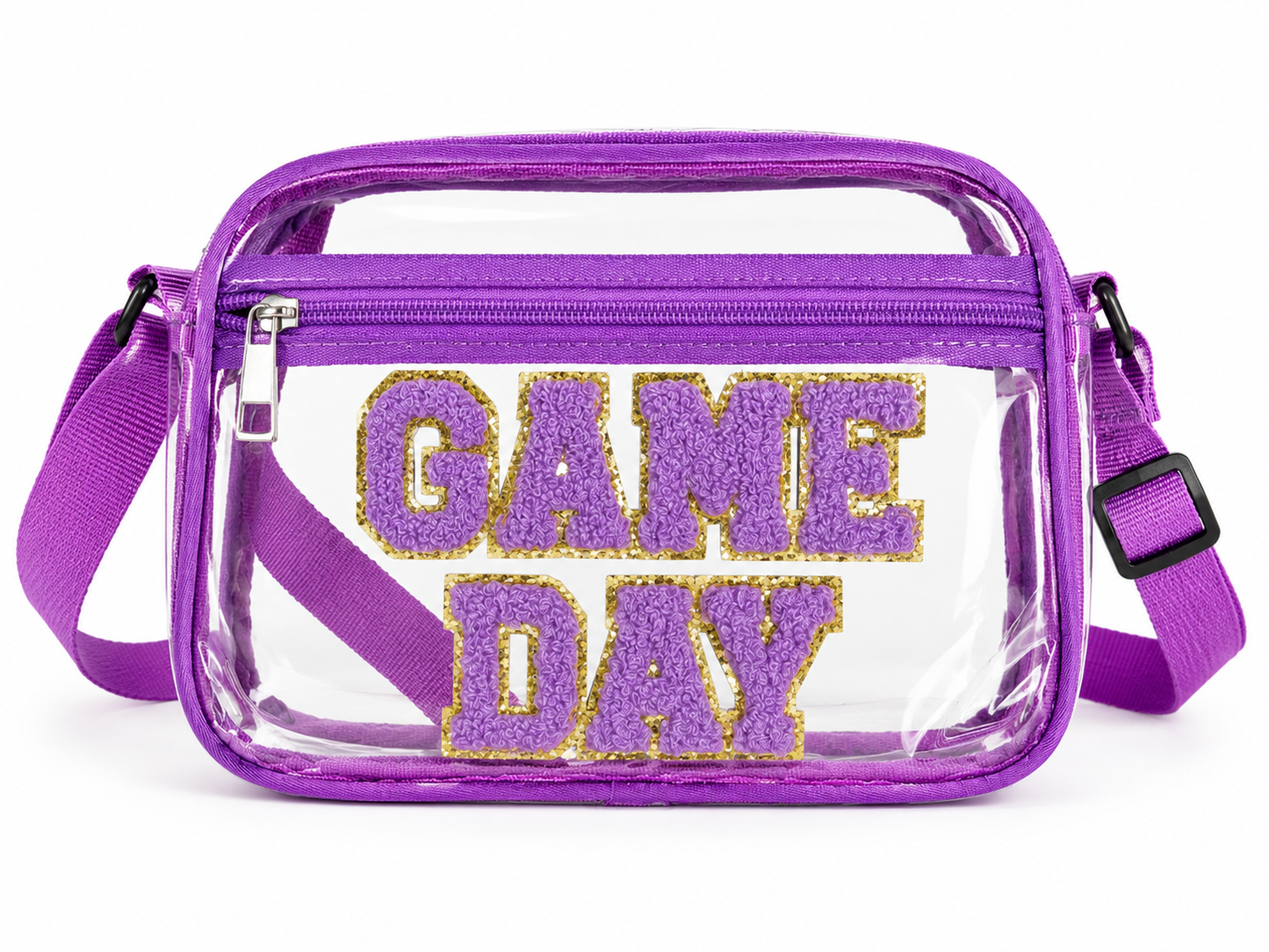 Purple Game Day Clear Crossbody Bag