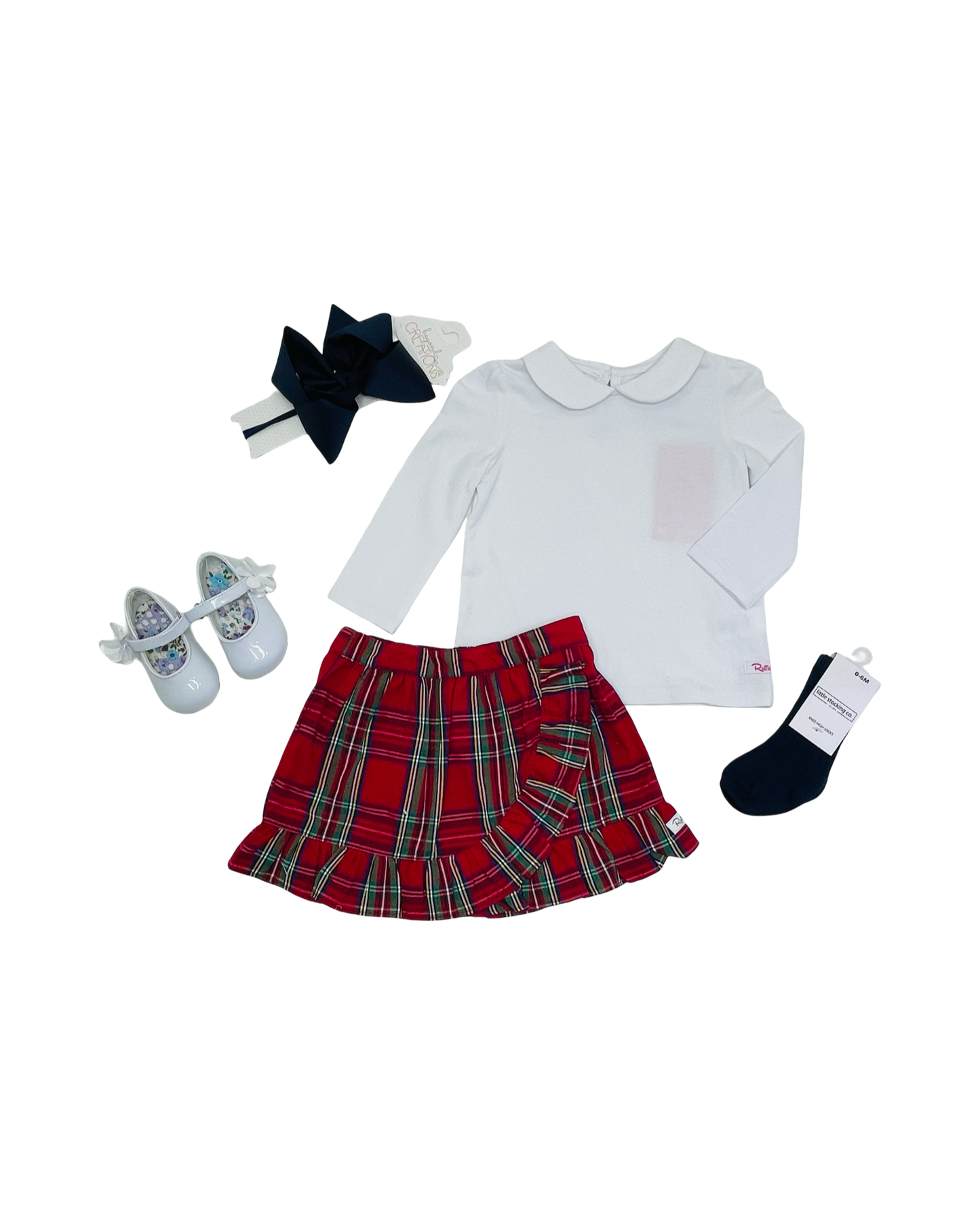 Ruffle Butts Collared White Top