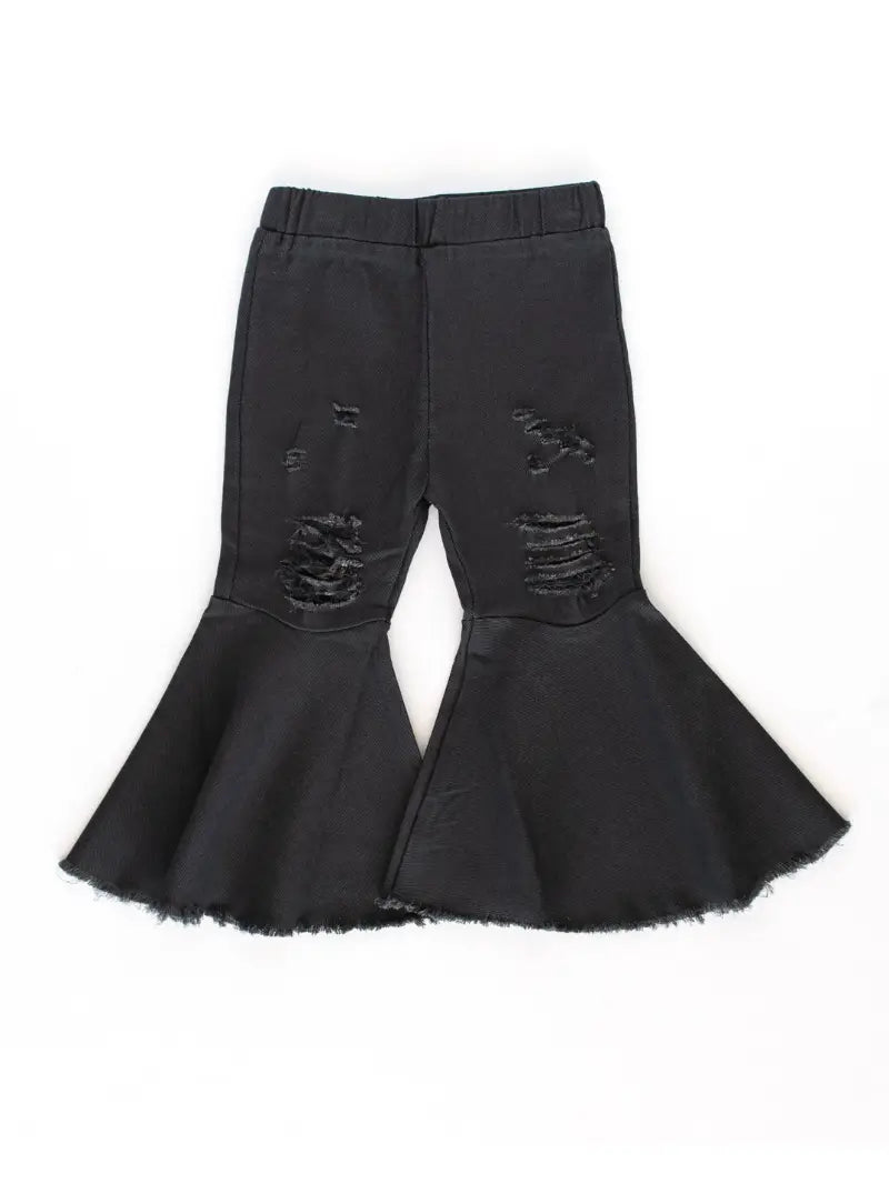 Bailey's Blossoms Barbie Denim Bell Bottoms - Distressed Black
