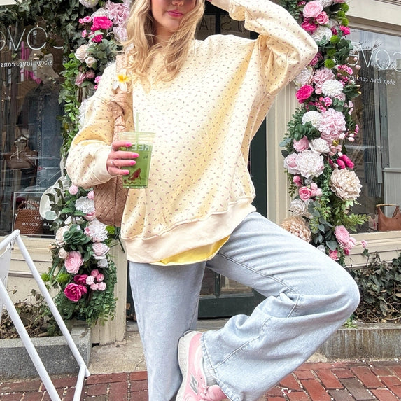 Rosa Clothing Vintage floral print Crewneck Sweatshirt