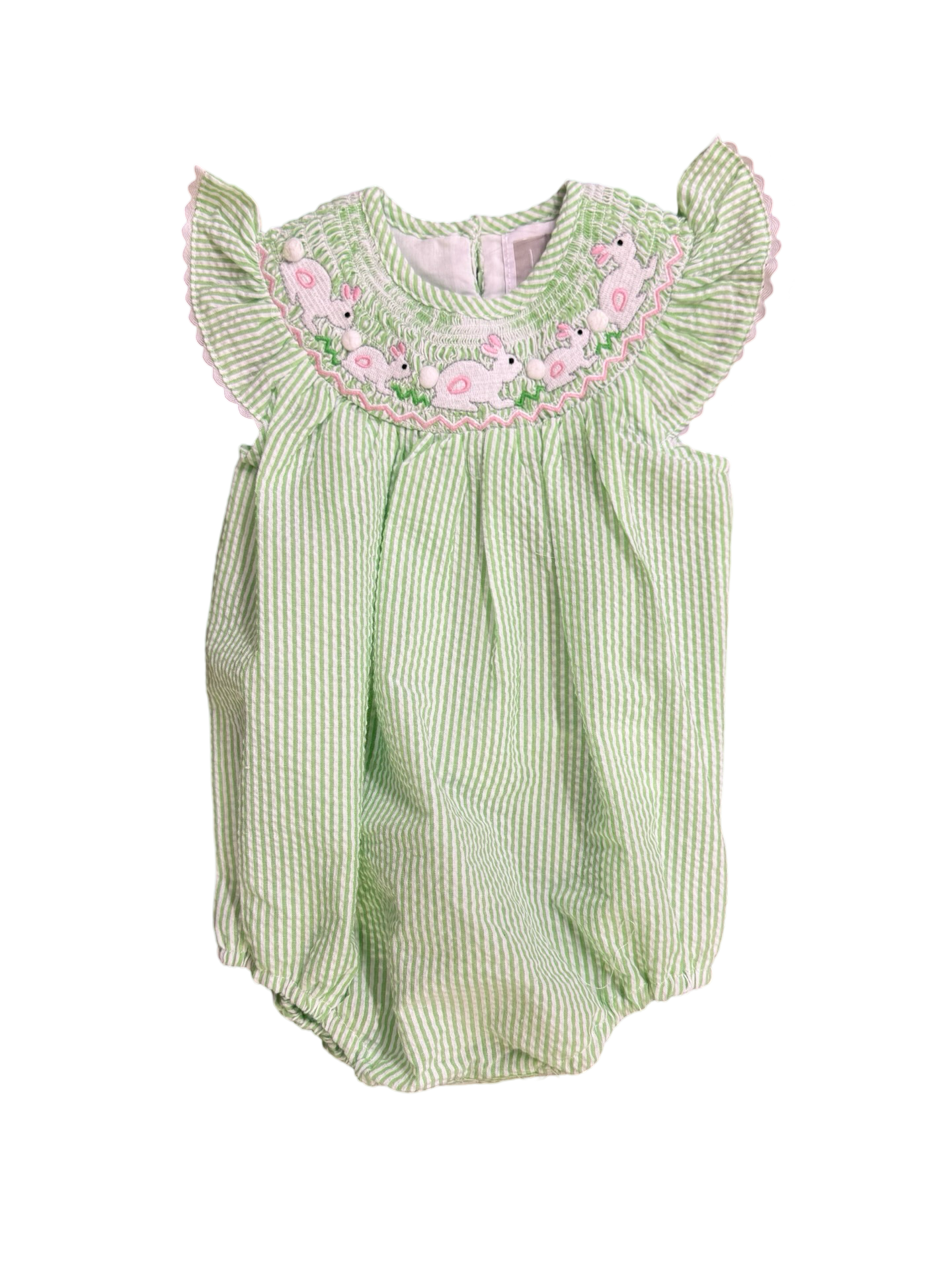 Green Easter Smocked Romper
