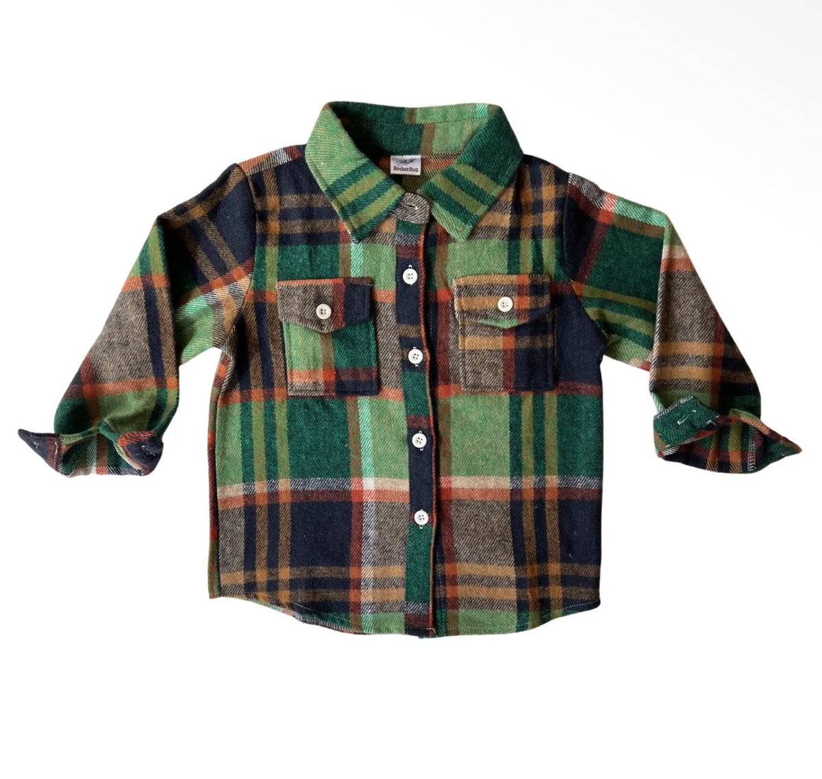 Rocket Bug Cozy Soft Flannel-Green & Black