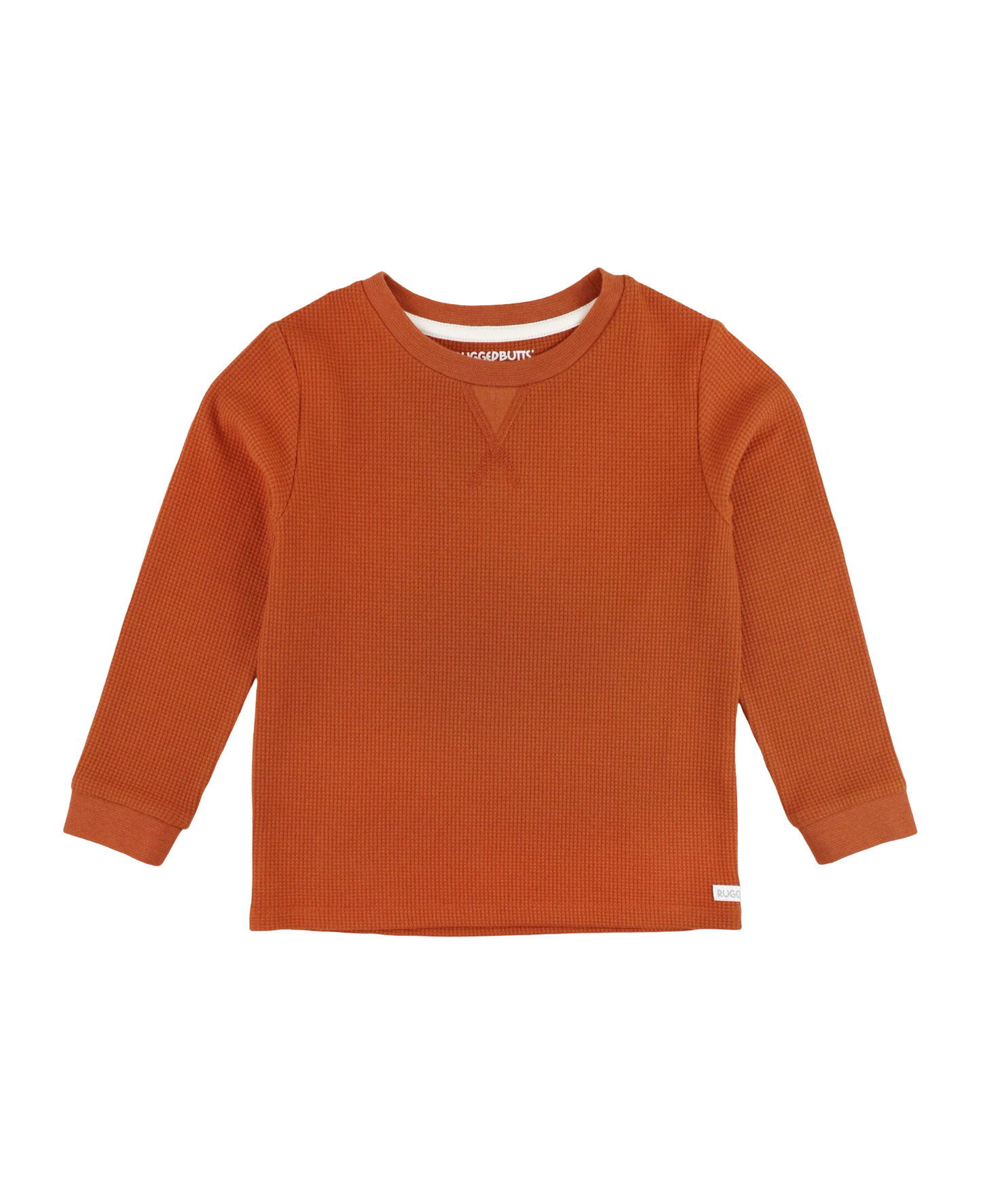 Rugged Butts Rust Waffle Knit Long Sleeve Crew Neck Shirt