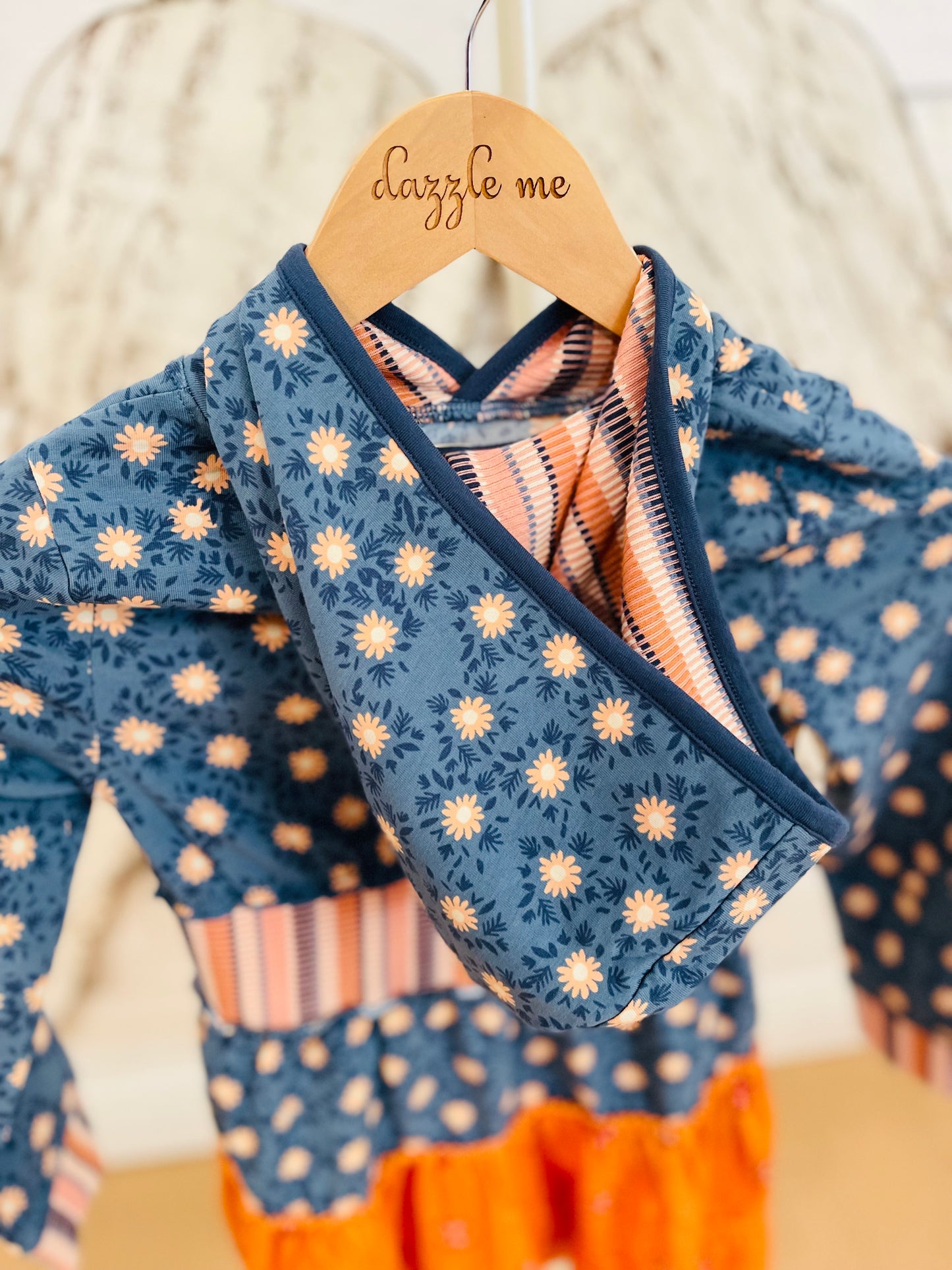 Woodland Wanderer/ Pink Posies Dress with Hoodie