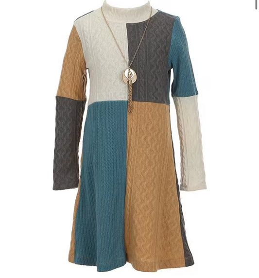 Bonnie Jean Color Block Necklace Dress