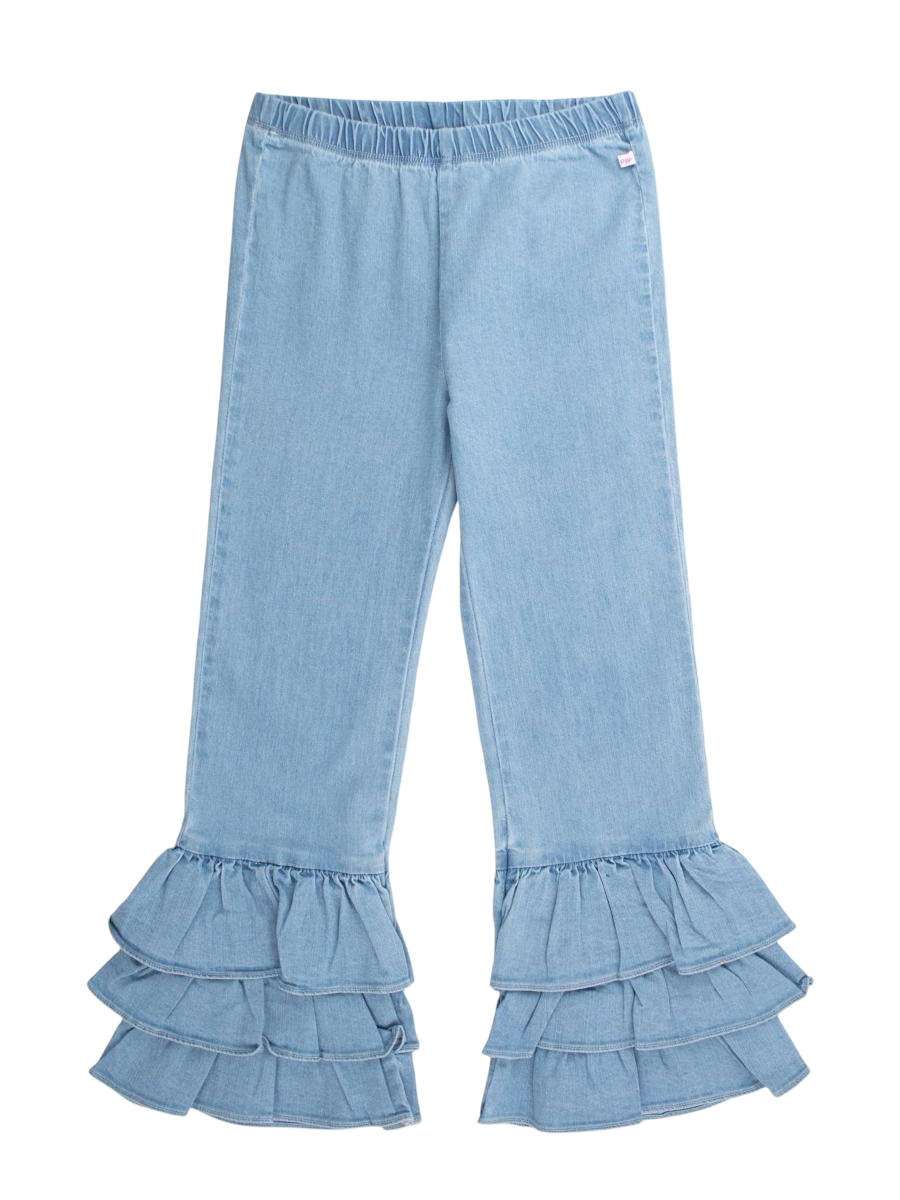 RuffleButts Medium Wash Ruffle Bell Bottoms