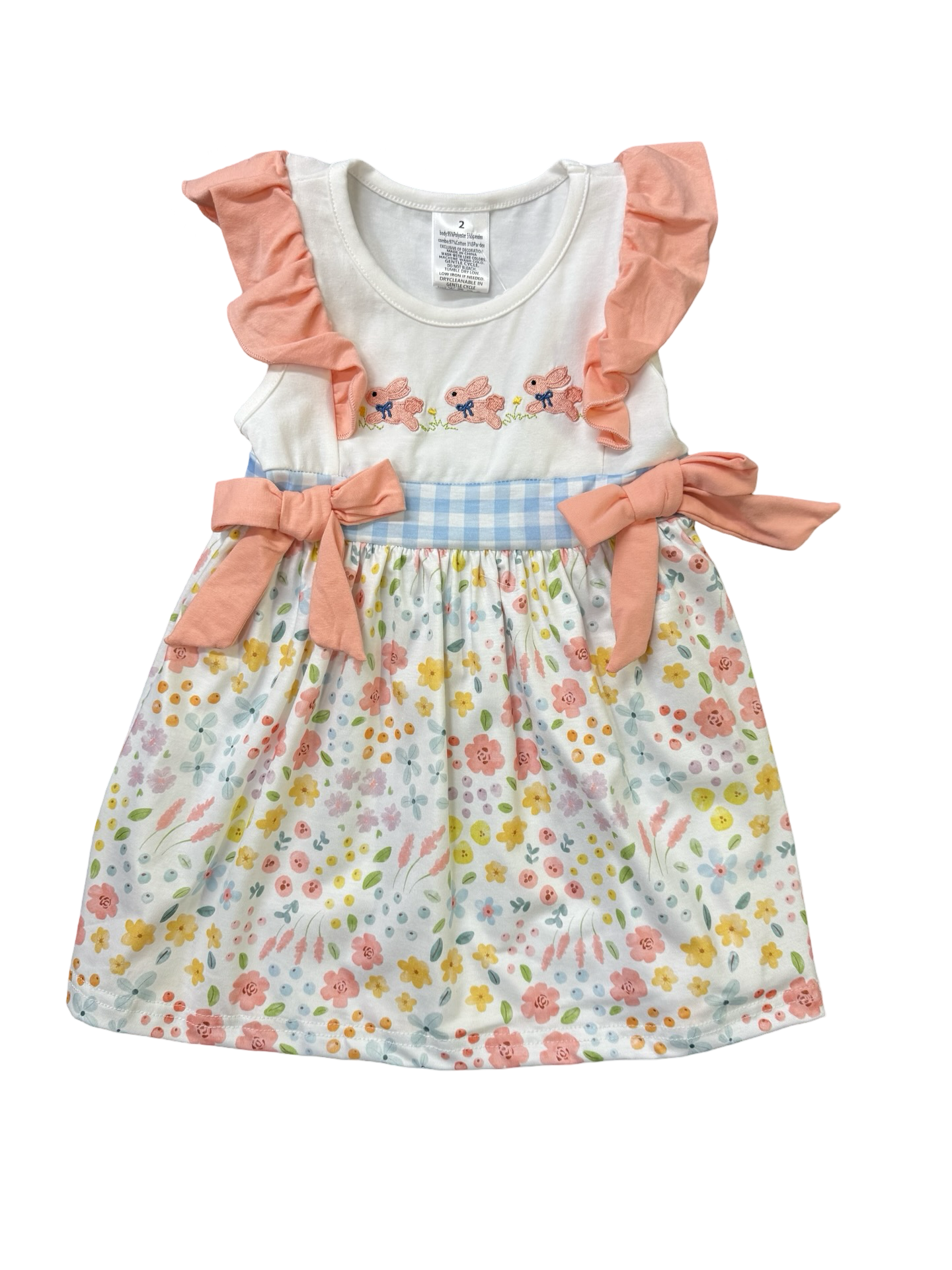 Bunny Embroidery Bow Dress