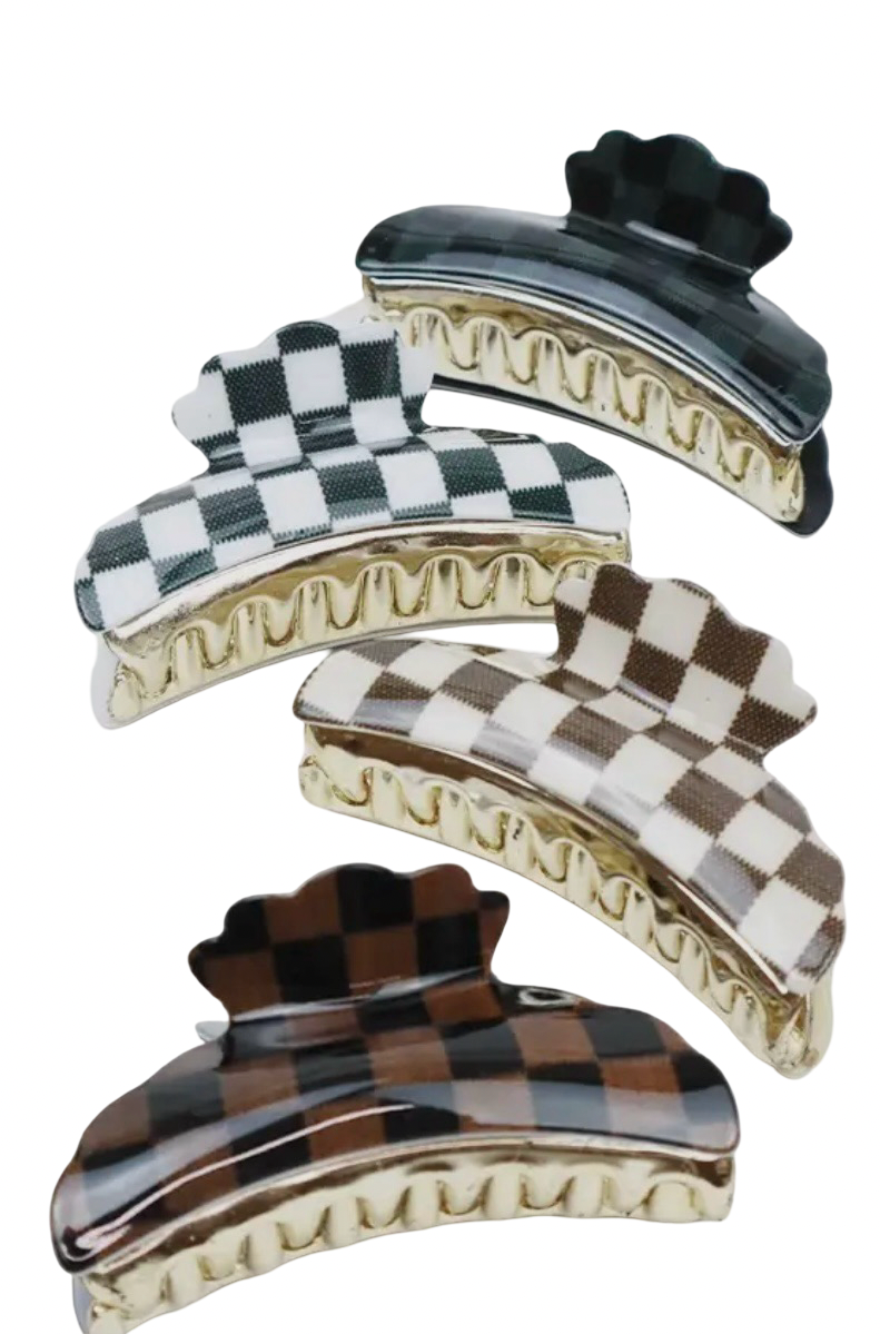 Checker Print Hair Clip