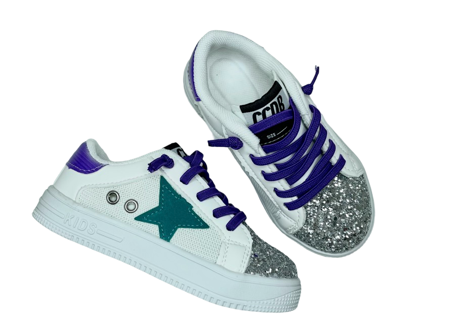 Purple & Turquoise Sequin Star Sneakers