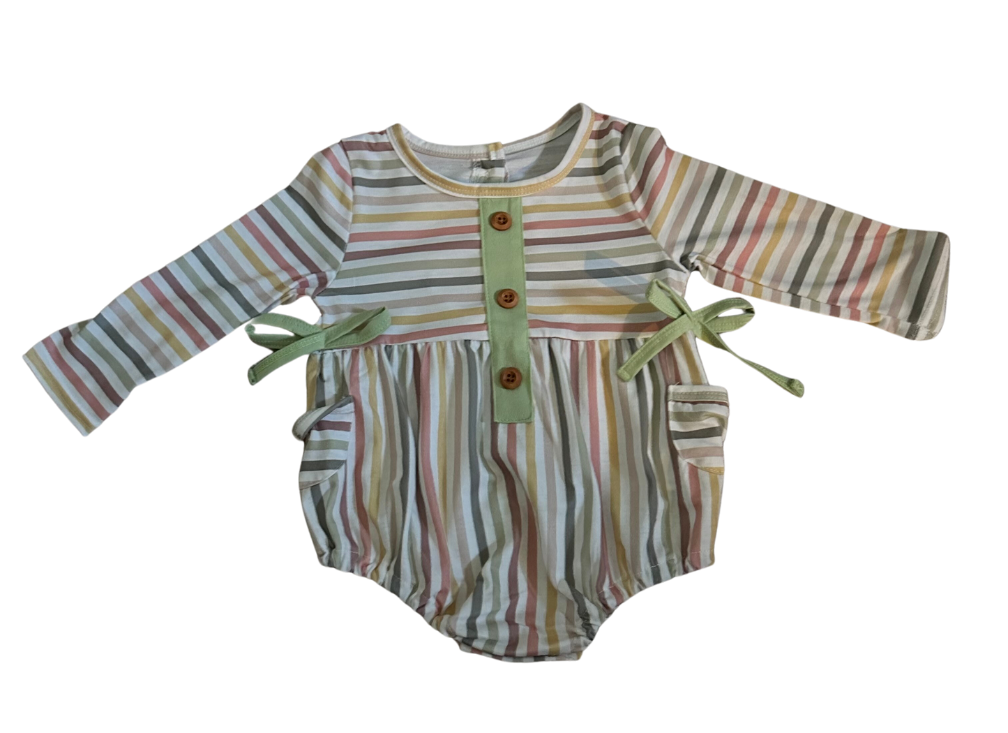Abby & Evie Striped Button Romper