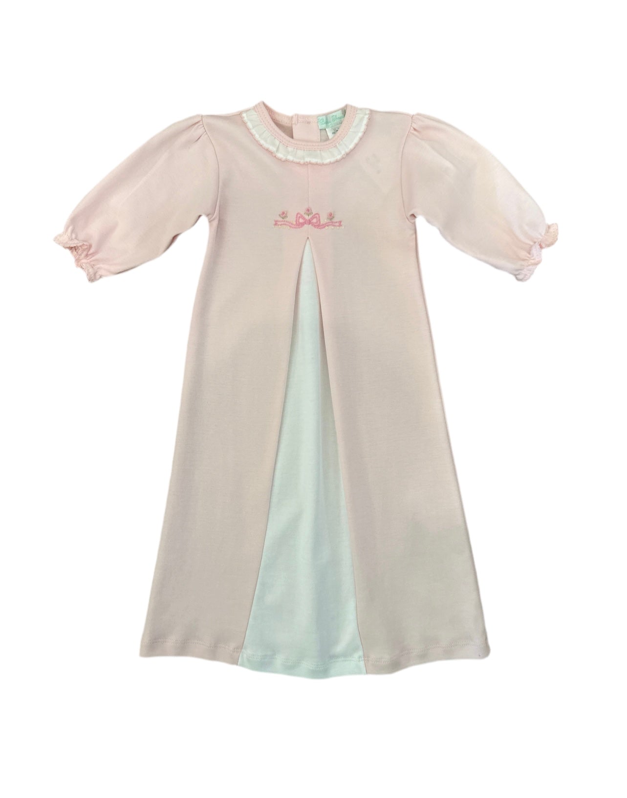 Audrey Faith Registry Baby Threads Pink Rosette Gown