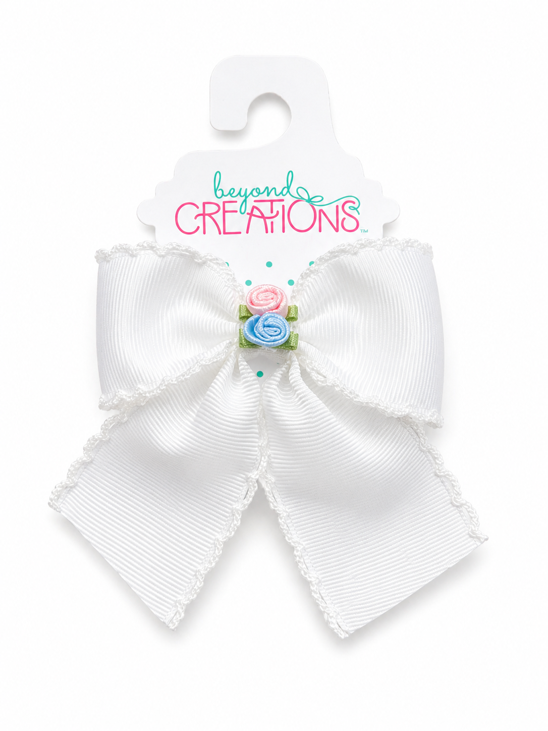 Caroline June Harville Registry Beyond Creations Flower-Embellished Mini Crochet-Edge 3.5” Alligator Clip Bow