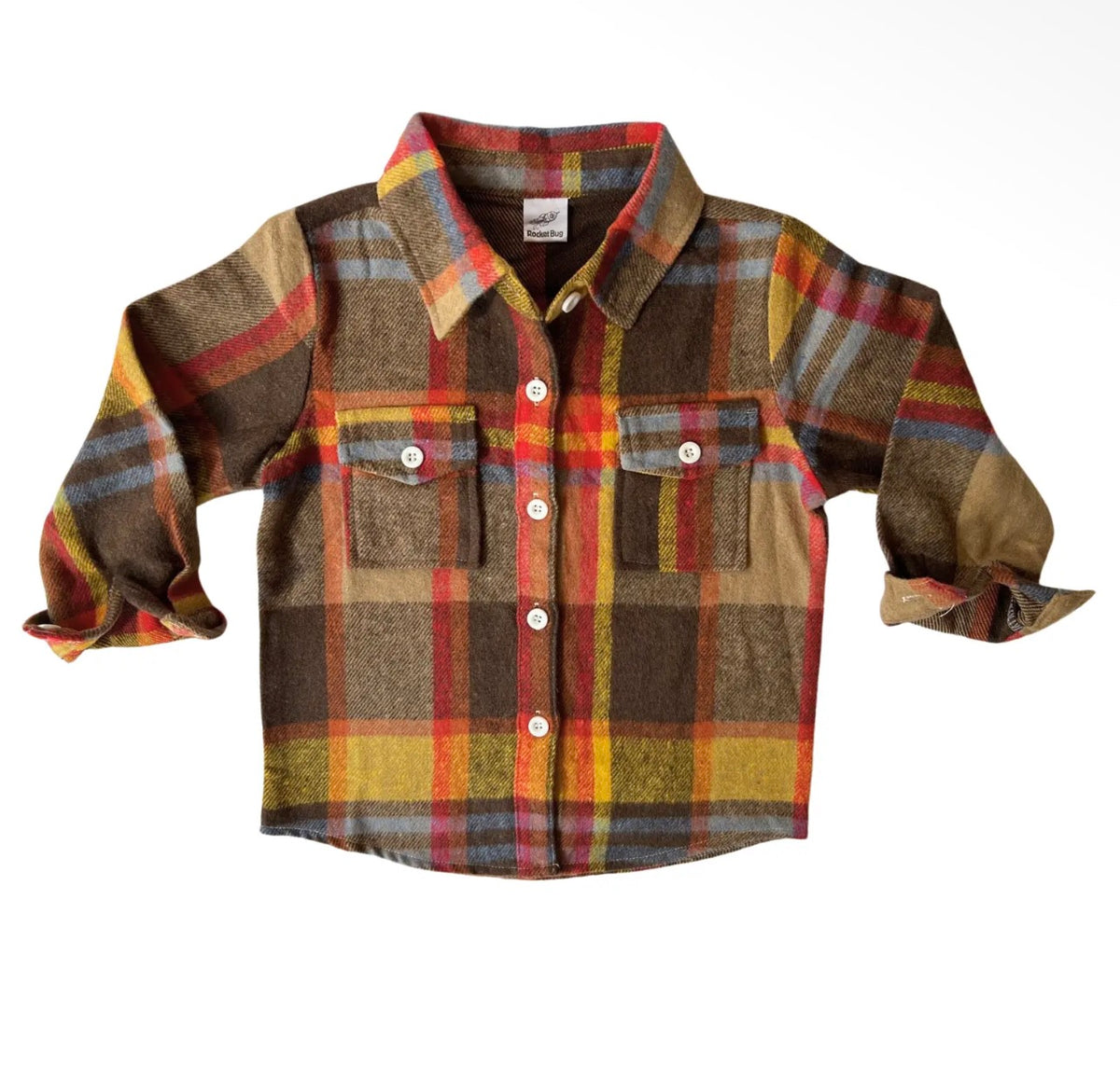 Rocket Bug Cozy Soft Flannel-Brown & Red