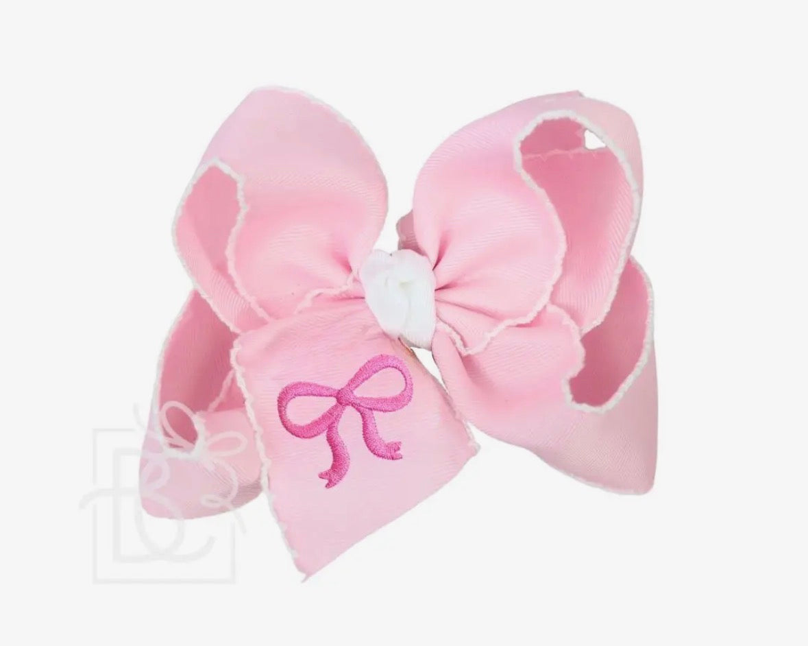 Baby Faulk Registry Beyond Creations 4.5" Hot Pink Embroidered Bow Alligator Clip Bow