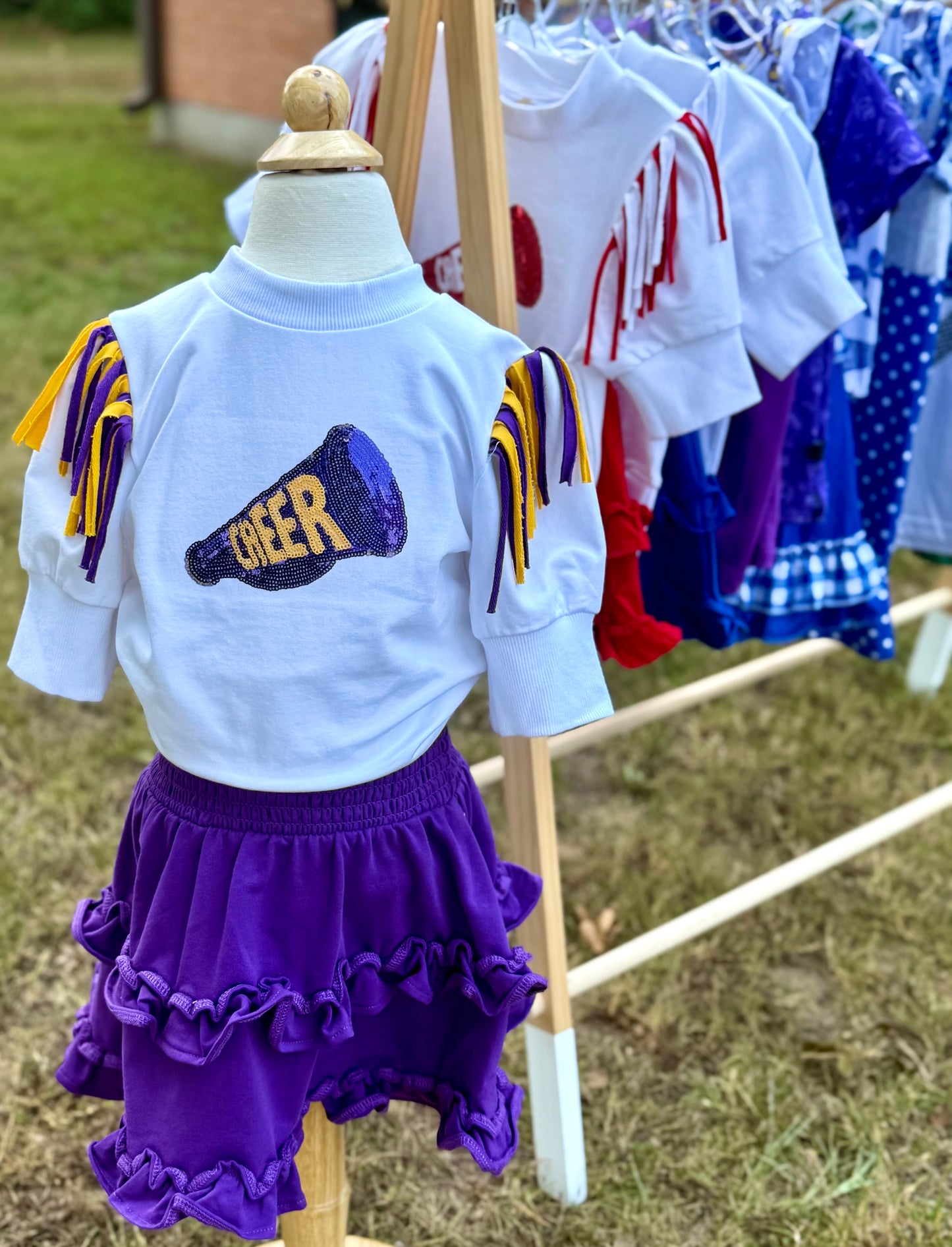 Purple & Yellow Megaphone Cheer Skirt set