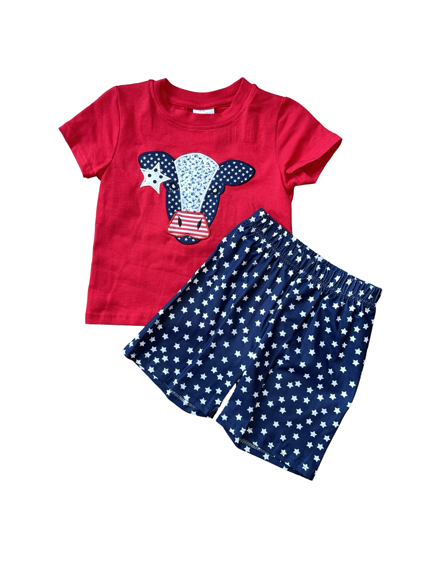 HoneyDew Fourth Of July Cow Short Set