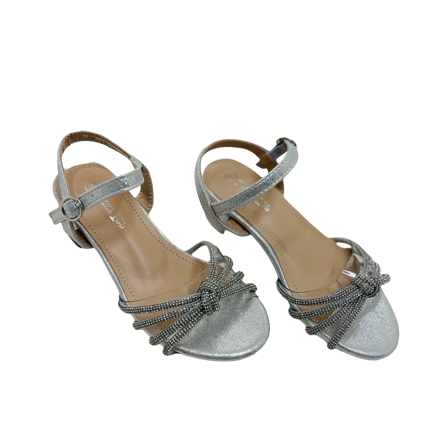 Silver Heels With Rhinestone Straps