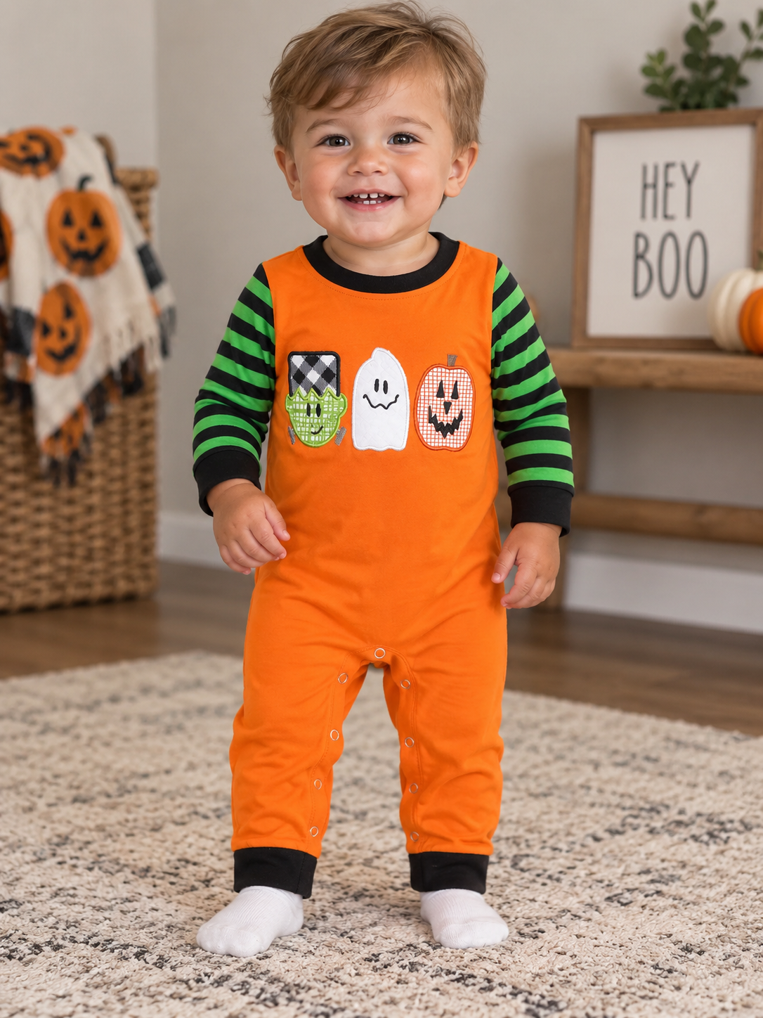 Boys Halloween Orange Jumper