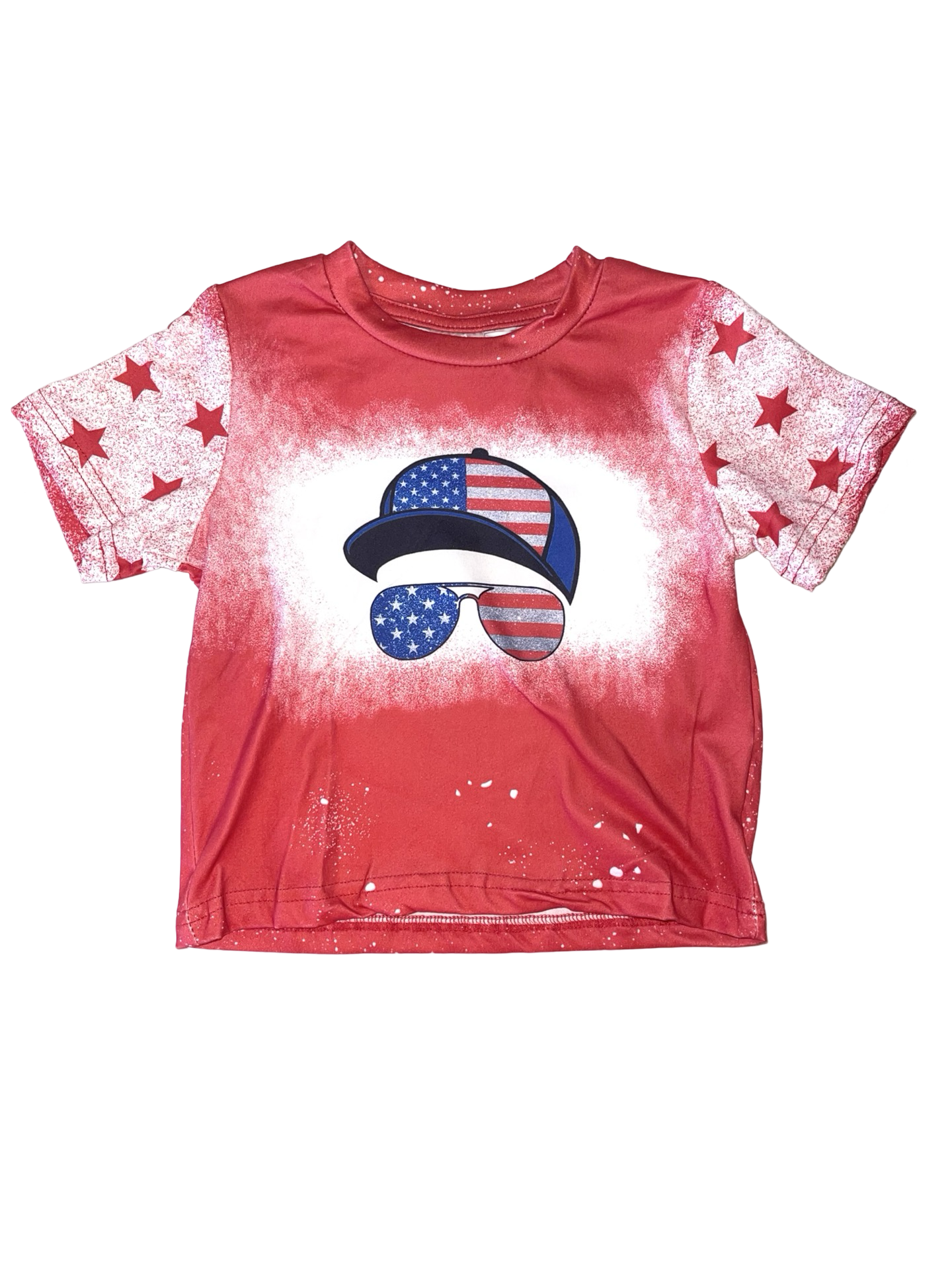 Fourth Of July Bleached Hat & Sunglasses Tee