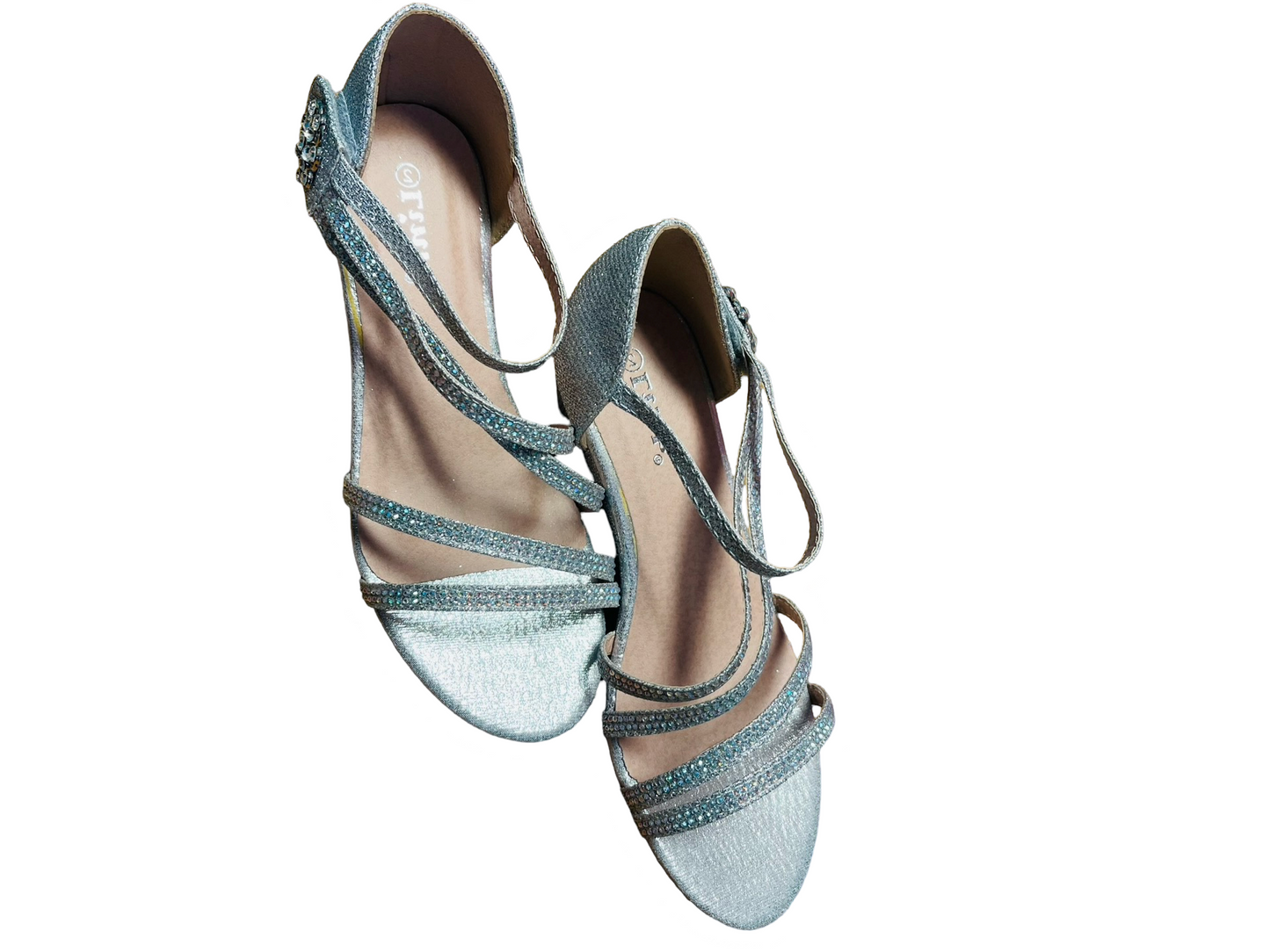 Silver Multi Strap Rhinestone Heels