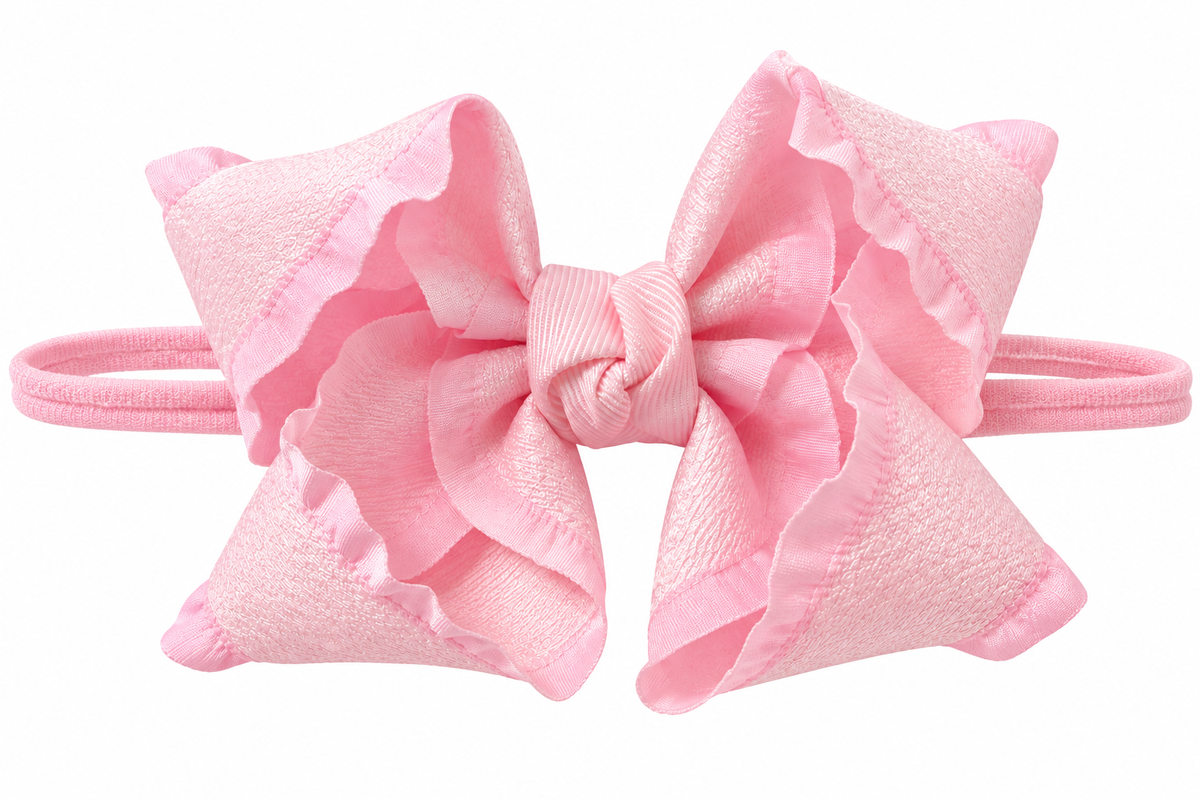 Baby Faulk Registry Beyond Creations 4.5" Light Pink Houndstooth Headband Bow