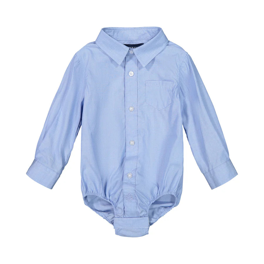 Wayland Basil Registry Andy & Evan Blue Button Down Onesie