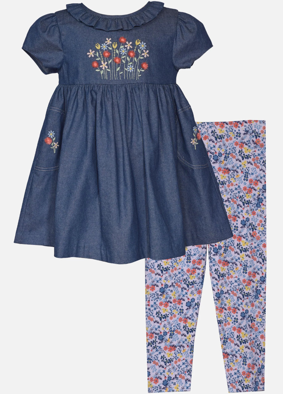 Bonnie Jean Embroid Denim Set