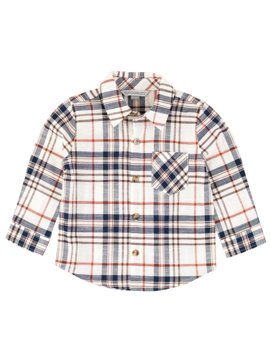 Baby Teske Registry Rugged Butts 'Harvest Plaid' Long Sleeve Button Down