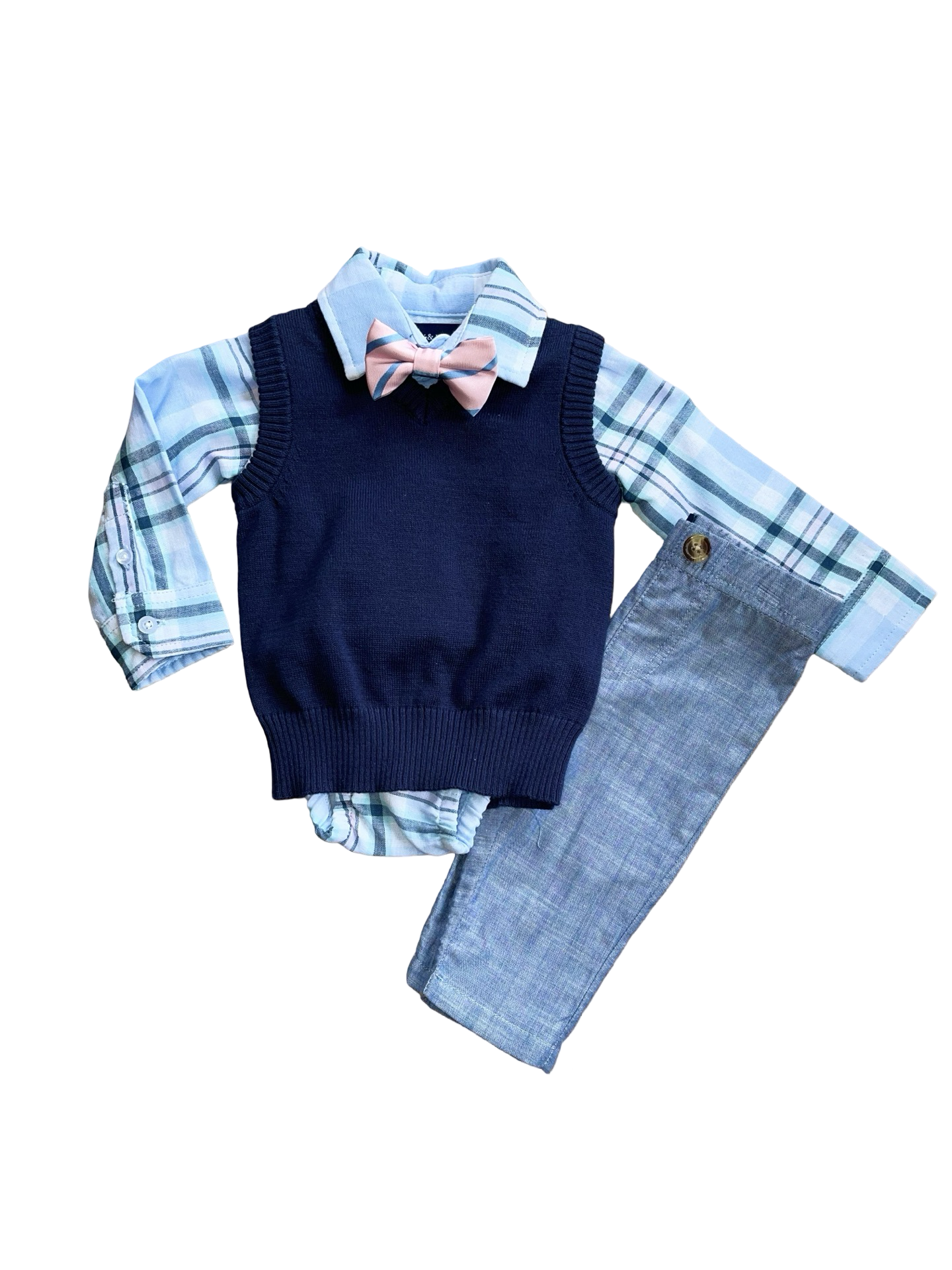 Andy & Evan Navy Plaid 3 PC Set
