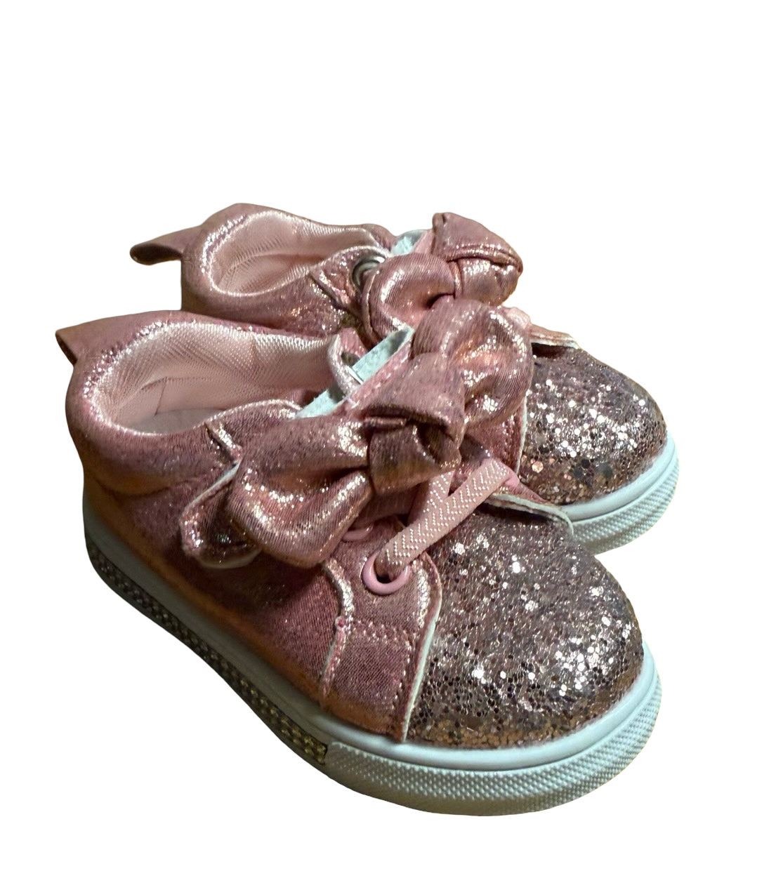 Girls Pink Rhinestone Sneaker with Bow