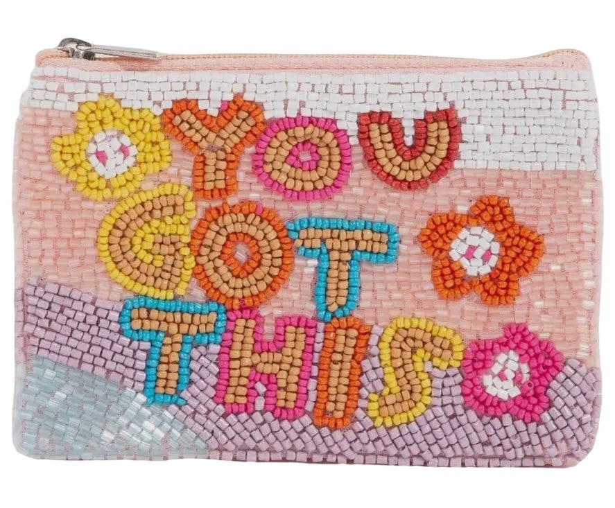 Floral You Got This Beaded Coin Purse