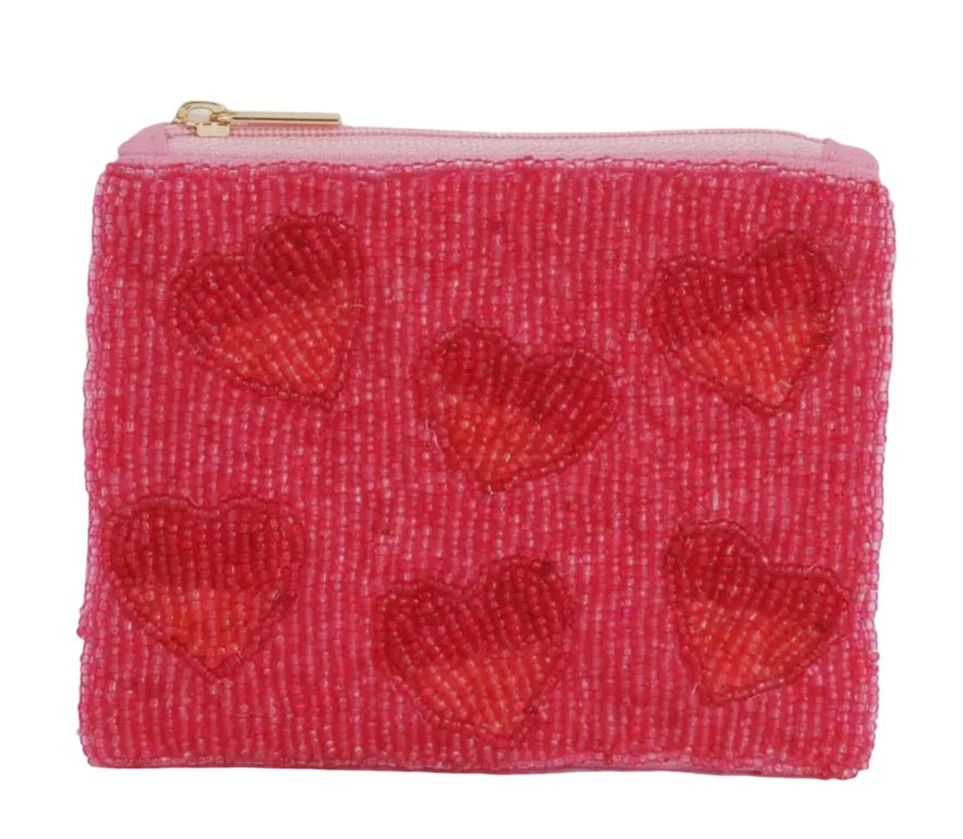 Multi Heart Beaded Coin Purse