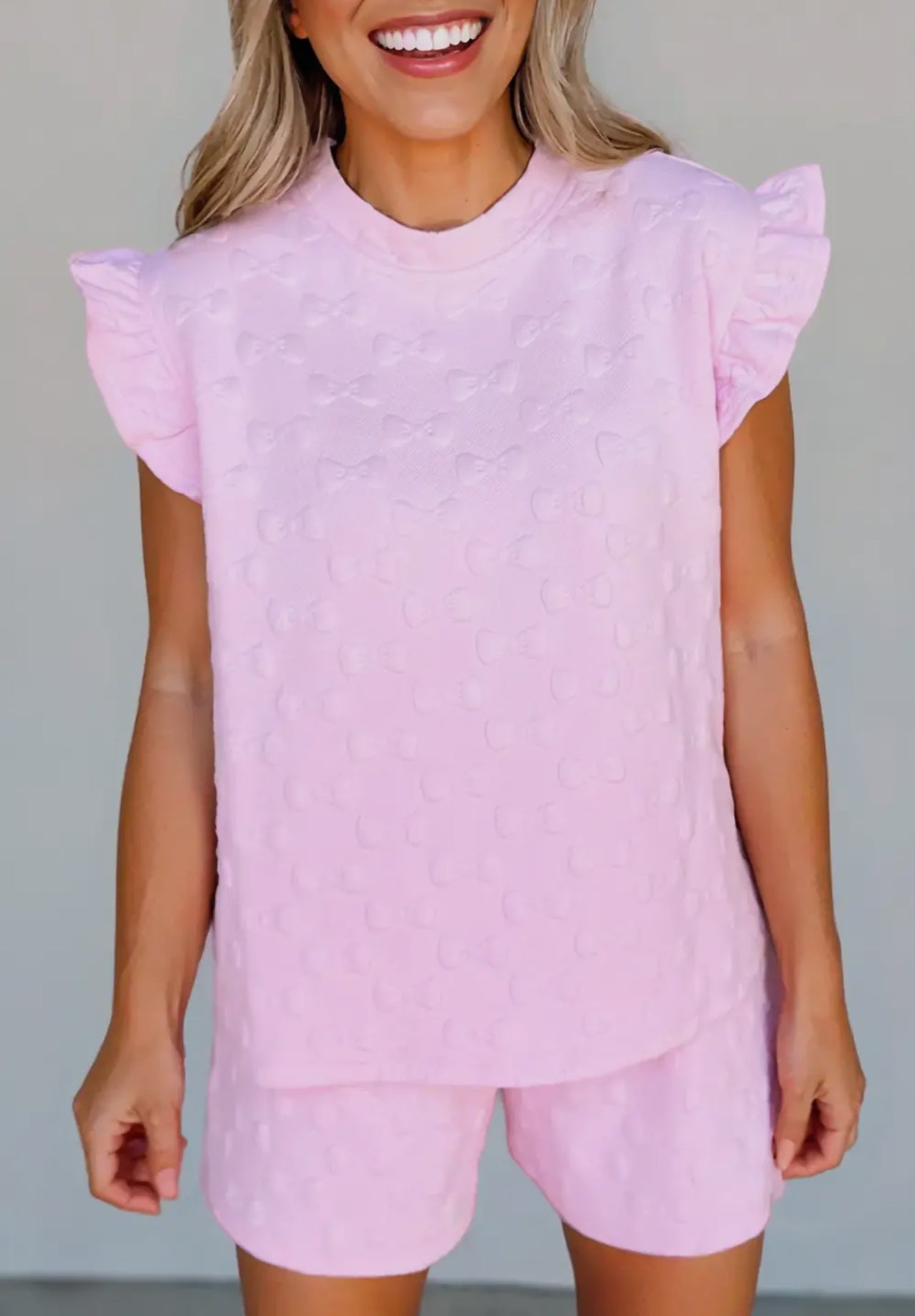 Ruffle Bow Short And Shirt Set