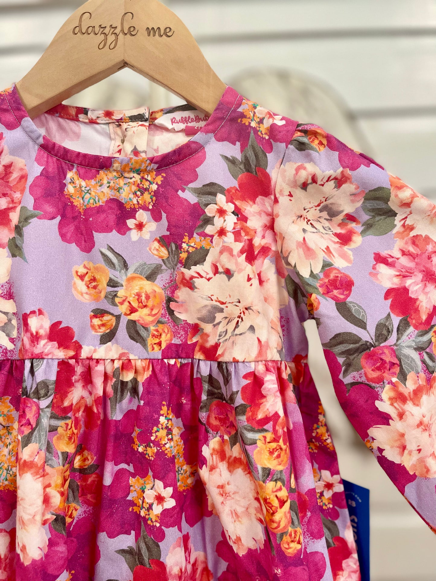 RuffleButts Lavender Woven Floral Tiered Dress