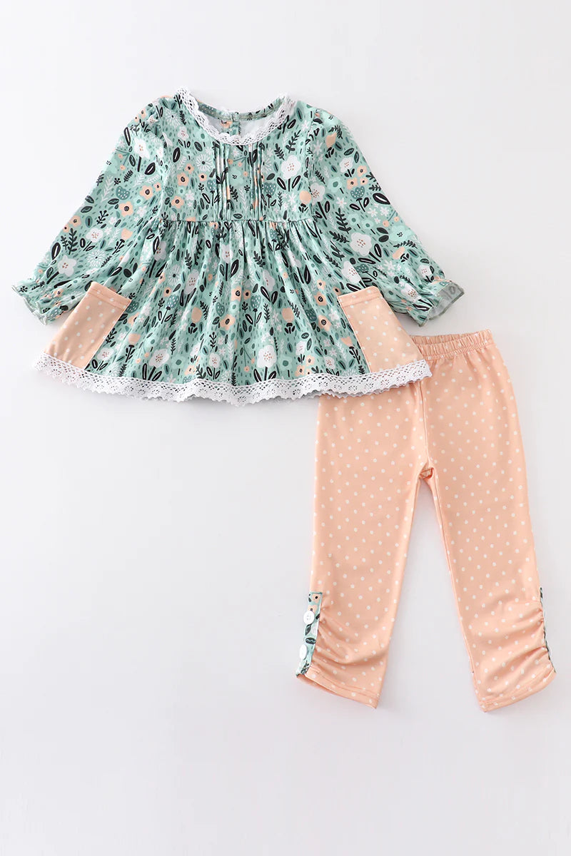 HoneyDew Green Floral Set