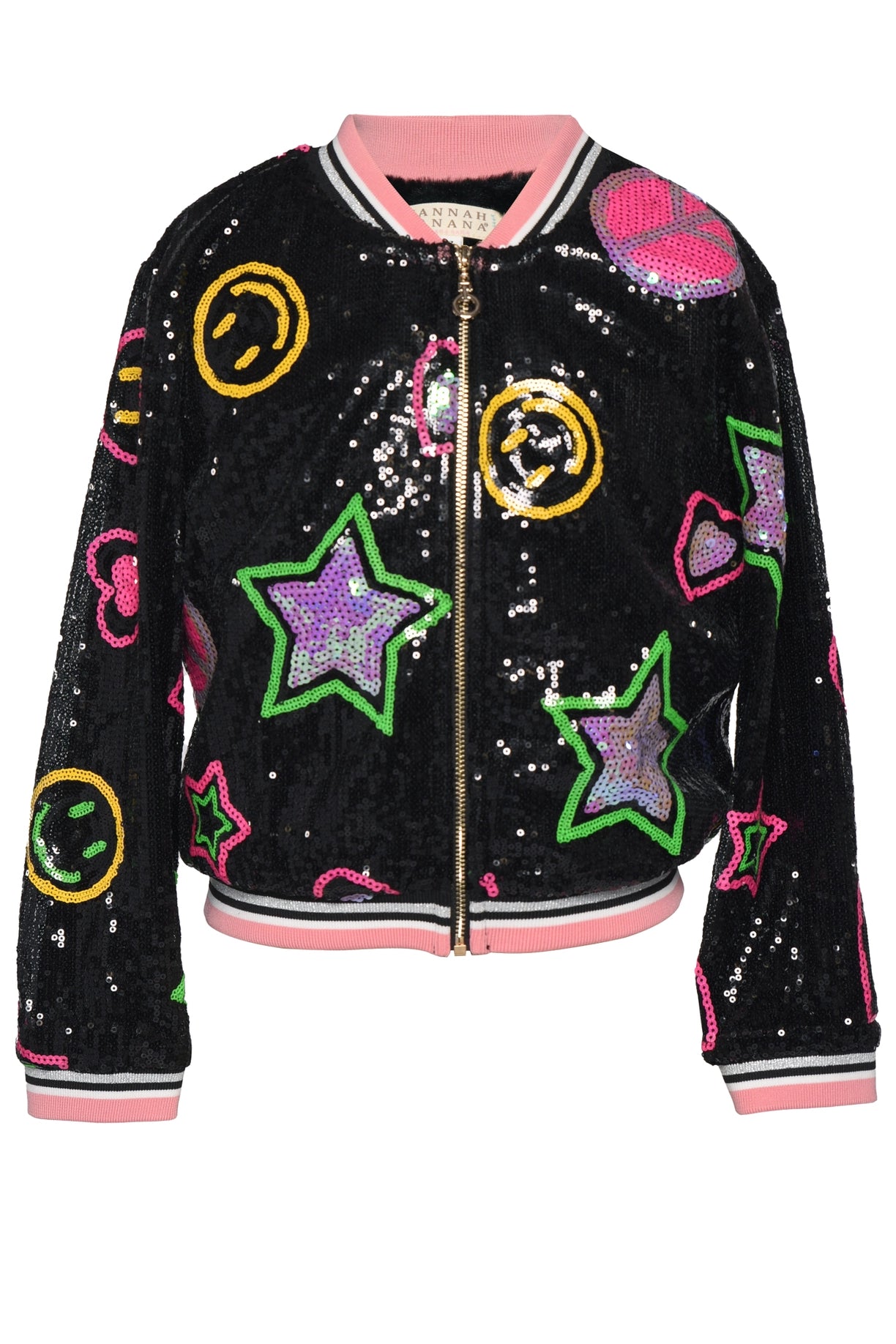 Hannah Montana Sequined Emoji Jacket with Fur Lining