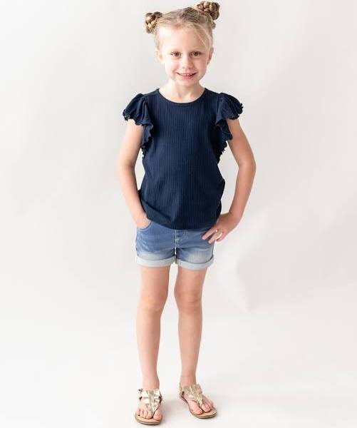 Ruffle Butts Lightwash Denim Girls Stretch Shorts