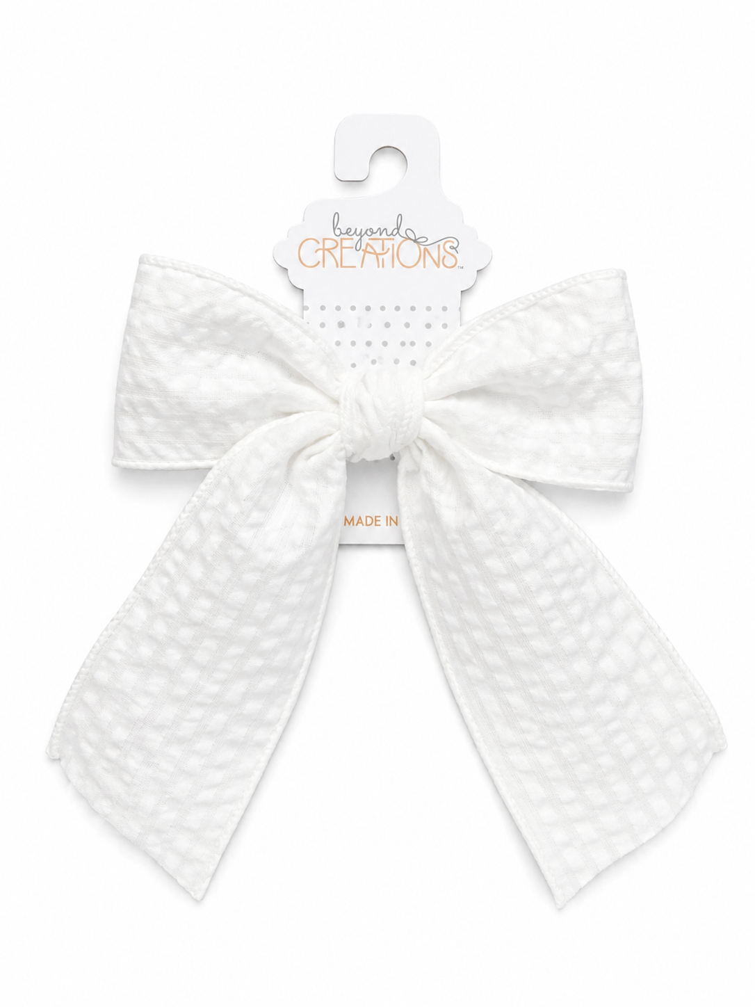 Beyond Creations Short Seersucker Tail Bows On Alligator Clip