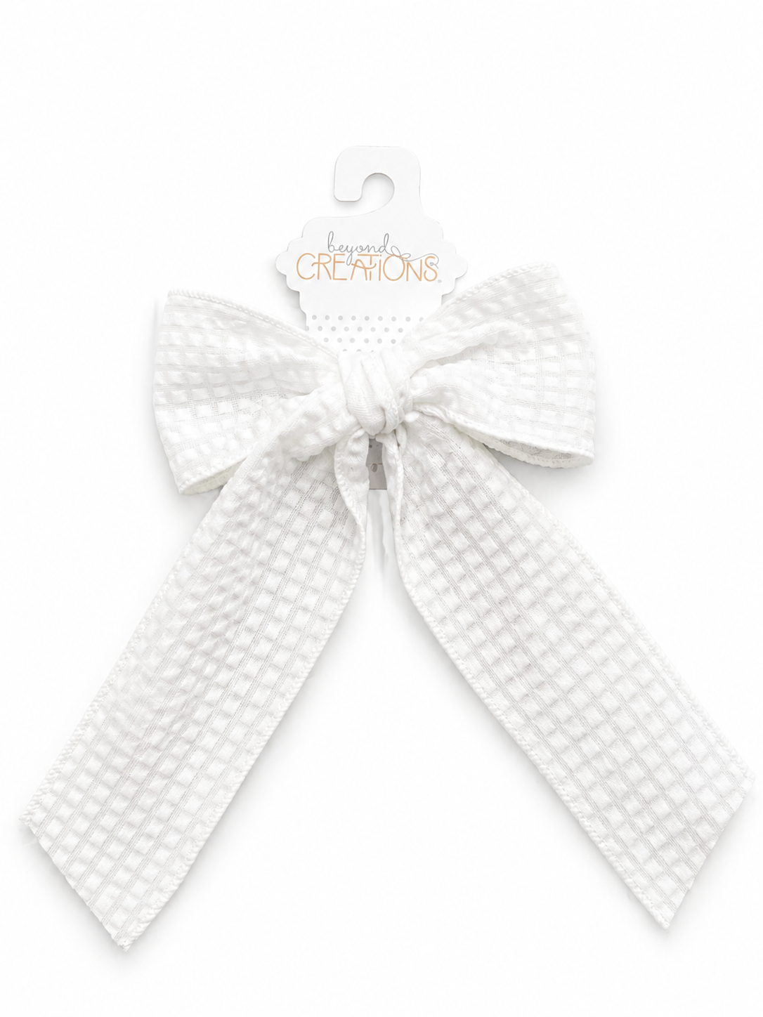 Beyond Creations Long Seersucker Tail Bows On Alligator Clip