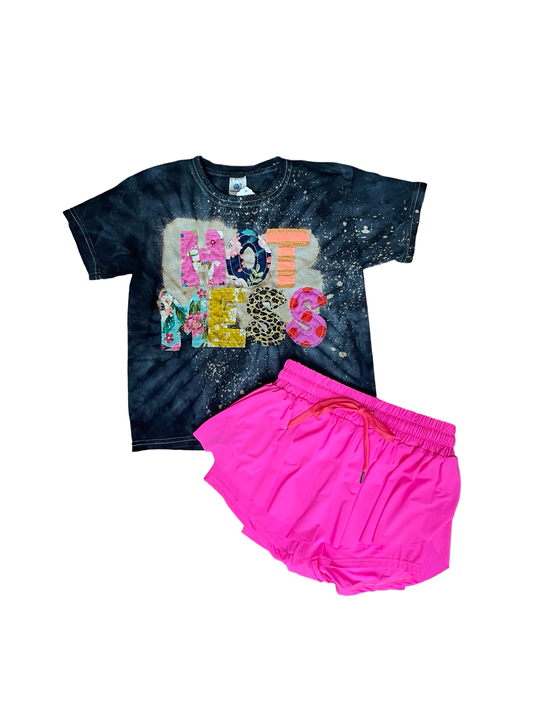 Tie Dye Bleached Hot Mess Shirt
