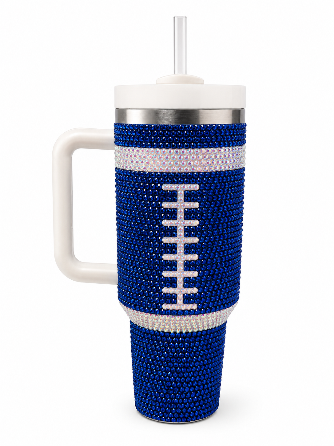 Blue Football Rhinestone Cup