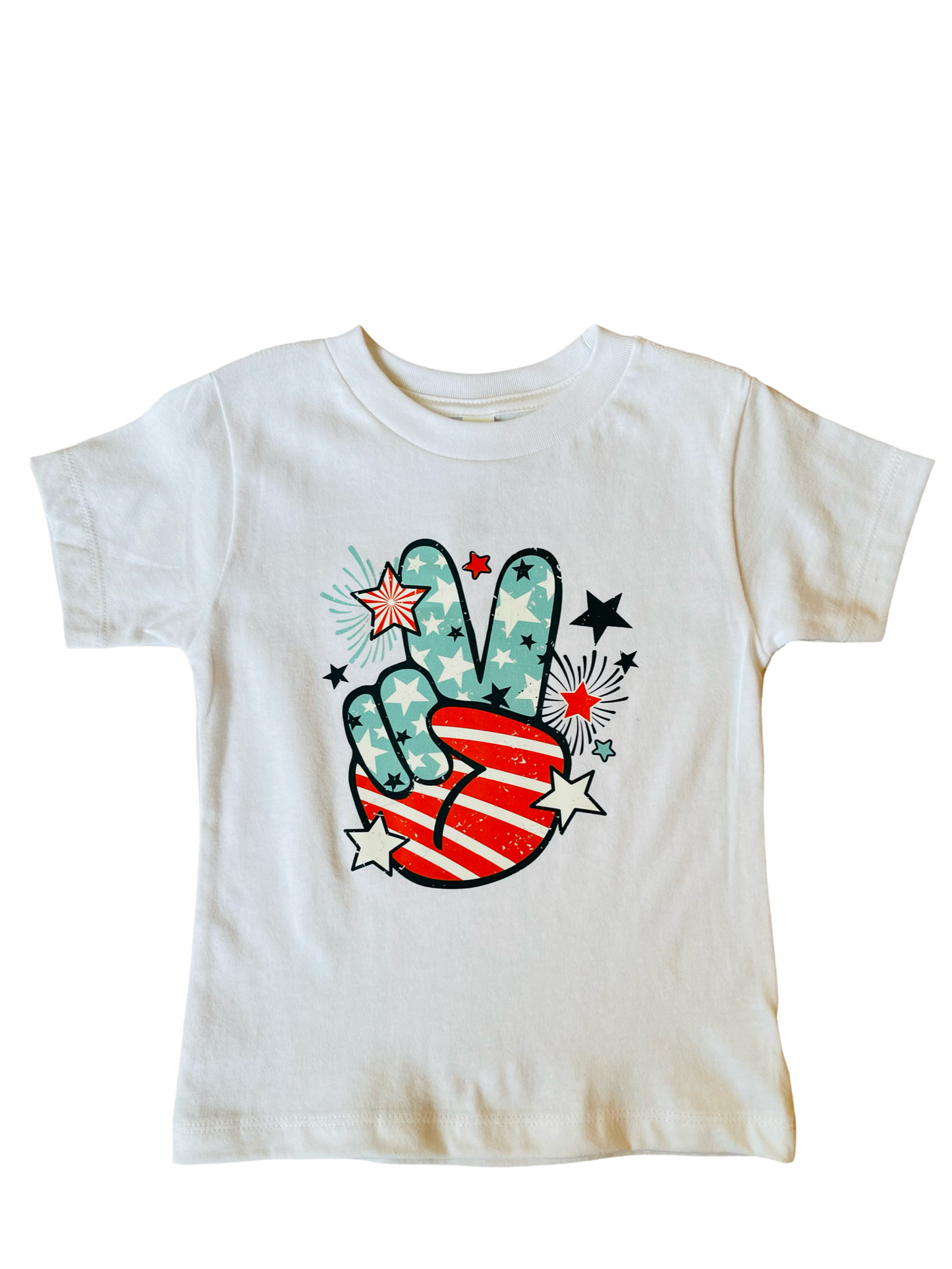 Fourth Of July Peace Sign Flag Tee
