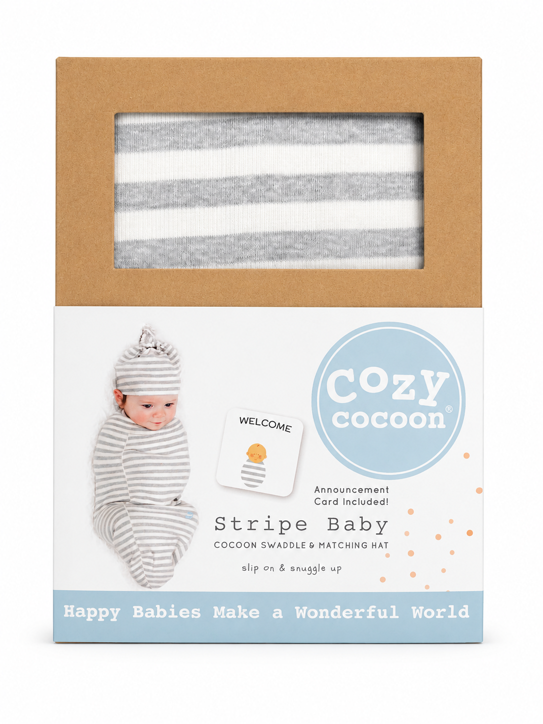 Cozy Cocoon Stripe Swaddle with Hat
